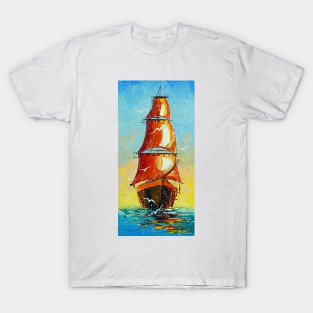 Scarlet sails T-Shirt by OLHADARCHUKART